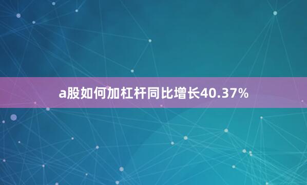 a股如何加杠杆同比增长40.37%
